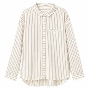 NWT$ J. JILL 100% Cotton Button Front Tunic Top Sz M Striped Lightweight Hi-Lo